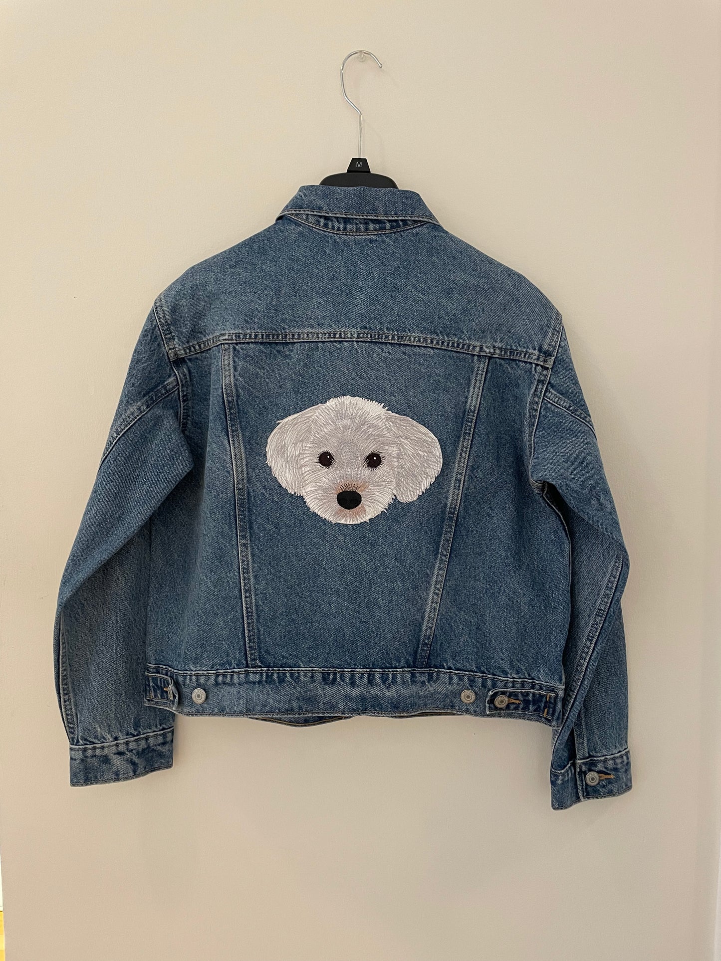 Custom Pet Embroidered Patch Denim Jacket