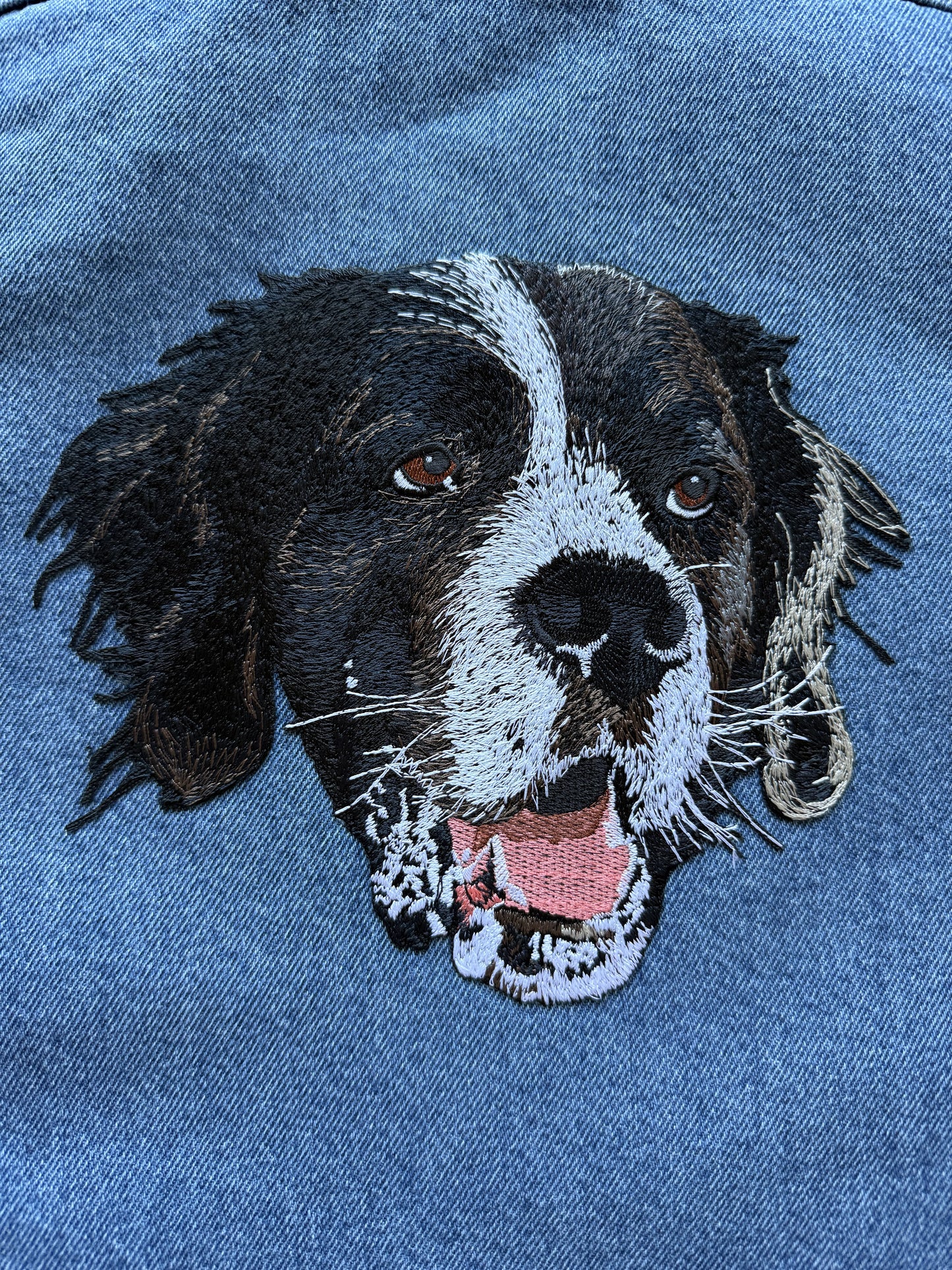 Custom Pet Embroidered Patch Denim Jacket