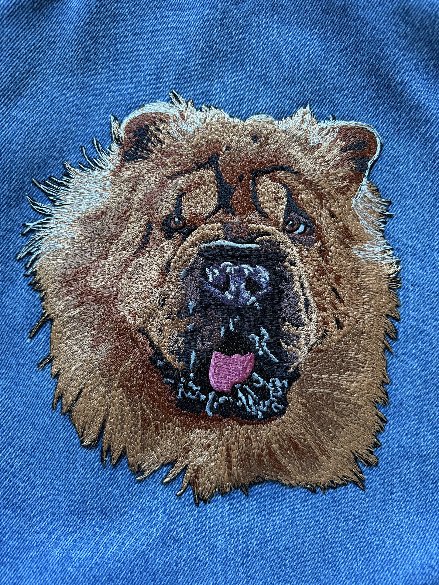 Custom Pet Embroidered Patch Denim Jacket