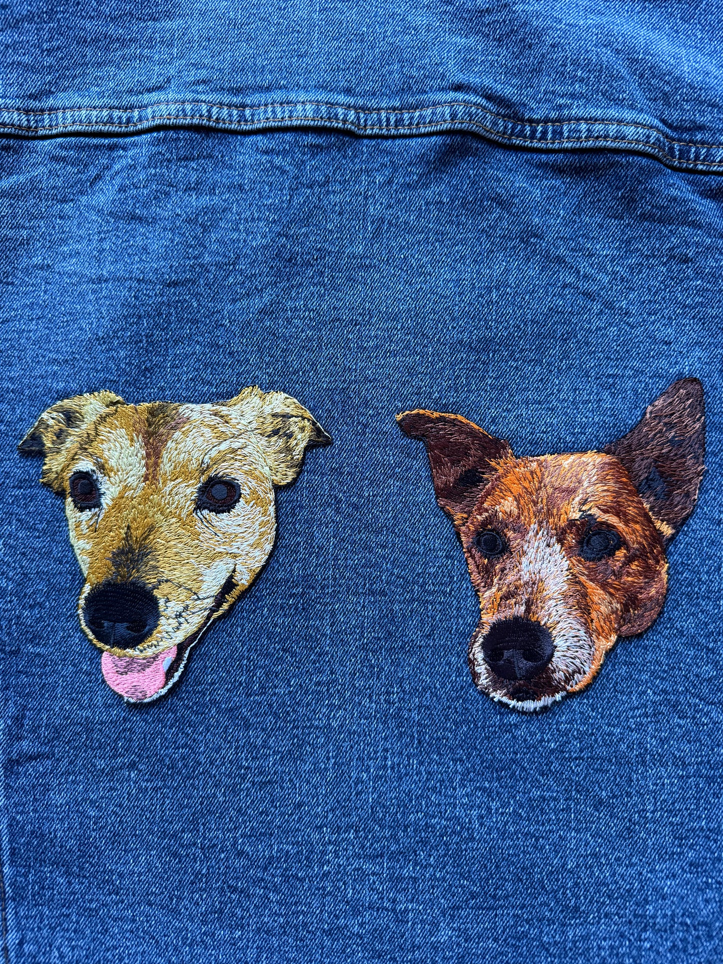 Custom Pet Embroidered Patch Denim Jacket