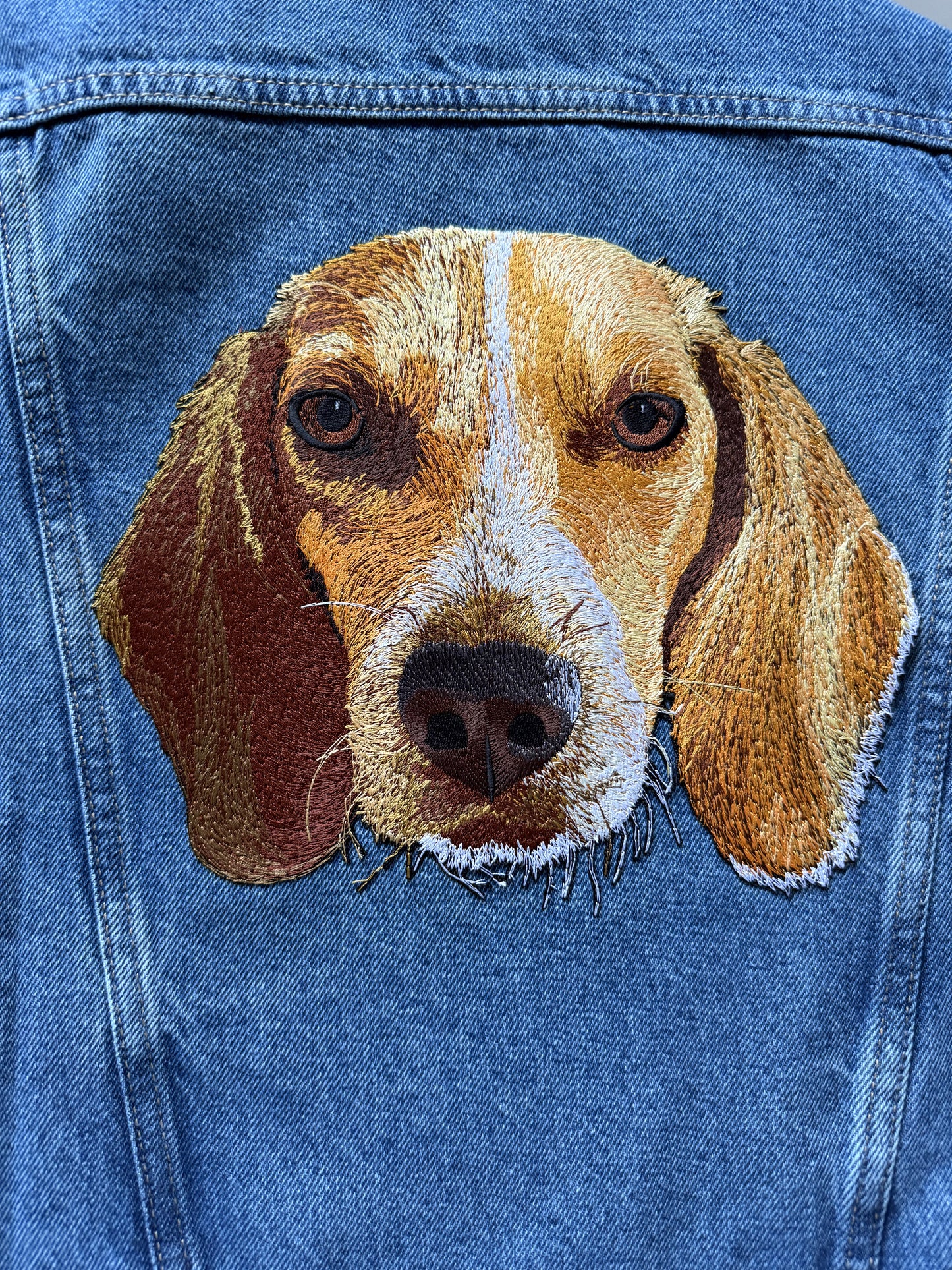 Custom Pet Embroidered Patch Denim Jacket