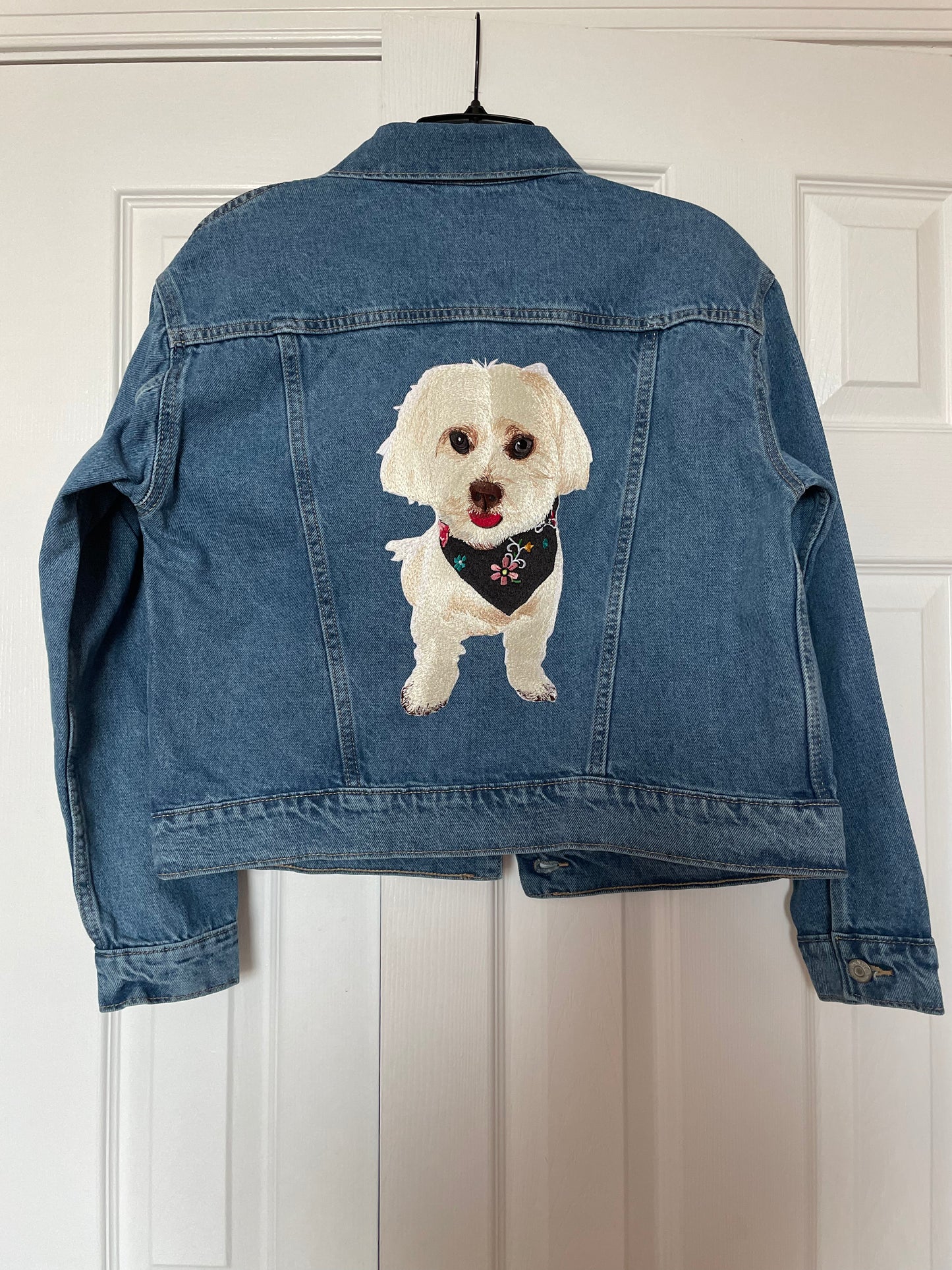 Custom Pet Embroidered Patch Denim Jacket