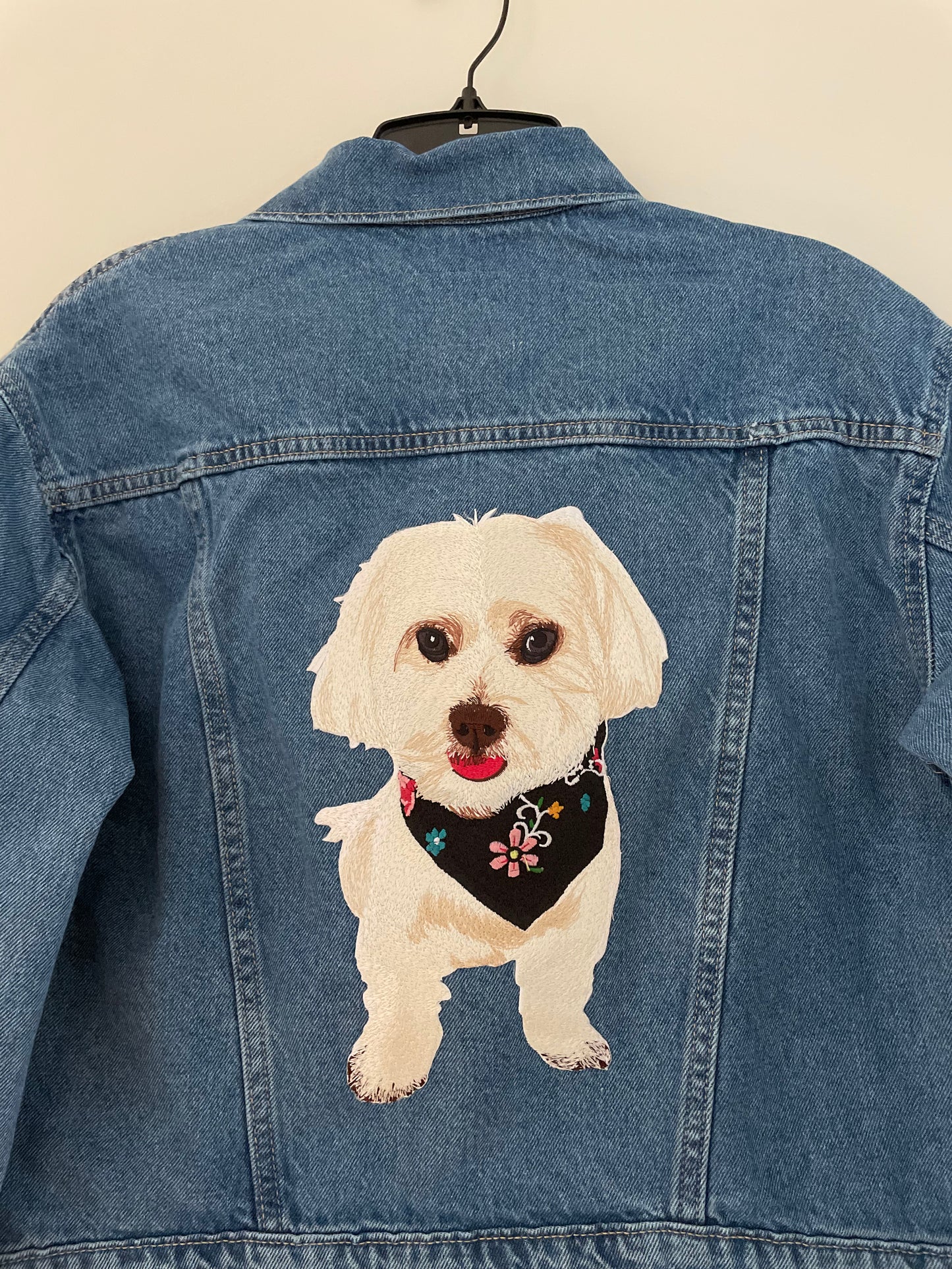 Custom Pet Embroidered Patch Denim Jacket
