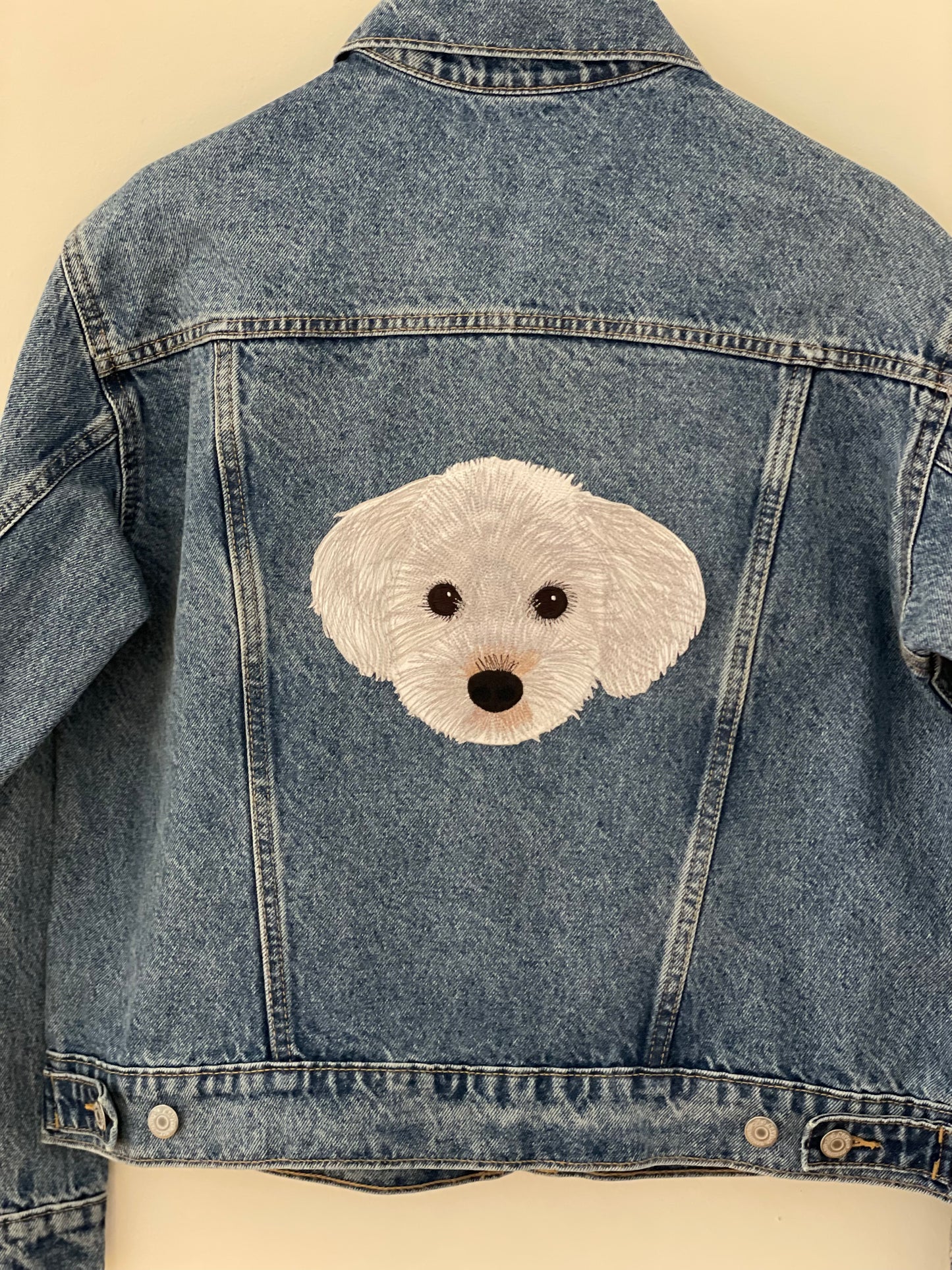 Custom Pet Embroidered Patch Denim Jacket