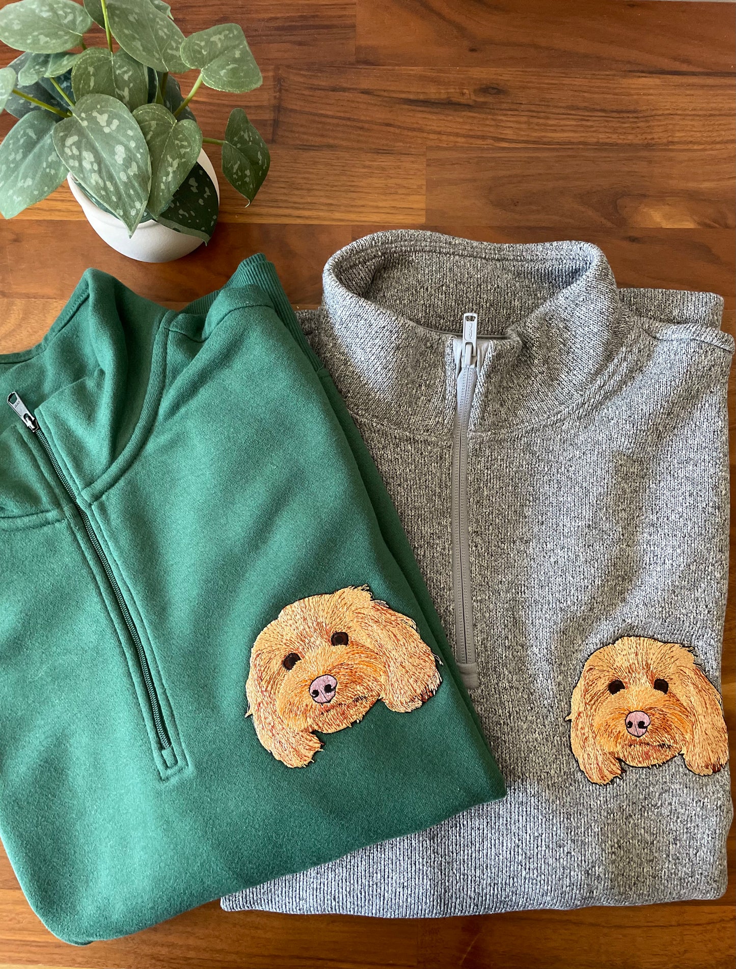 Custom Pet Embroidered Patch Quarter Zipper