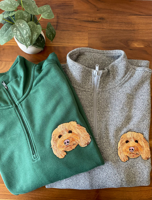 Custom Pet Embroidered Patch Quarter Zipper