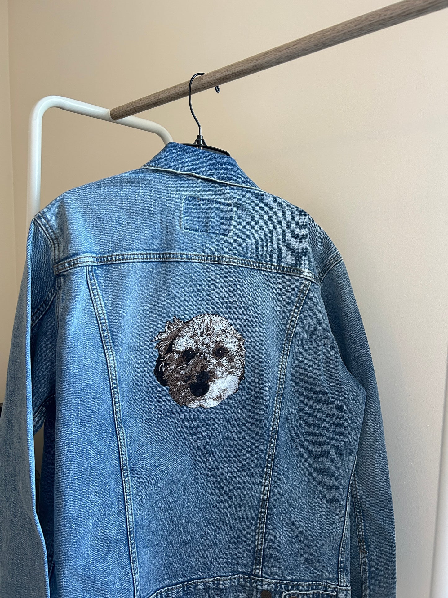 Custom Pet Embroidered Patch Denim Jacket