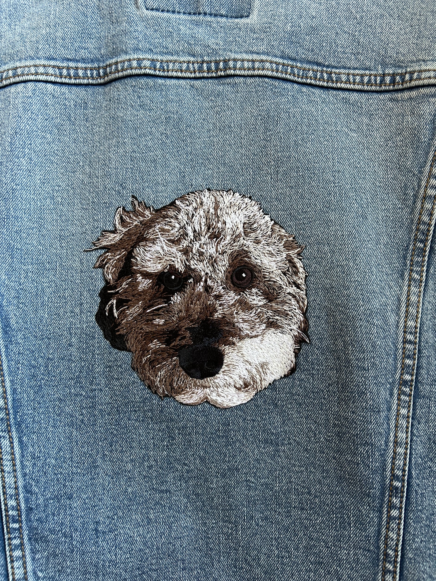 Custom Pet Embroidered Patch Denim Jacket