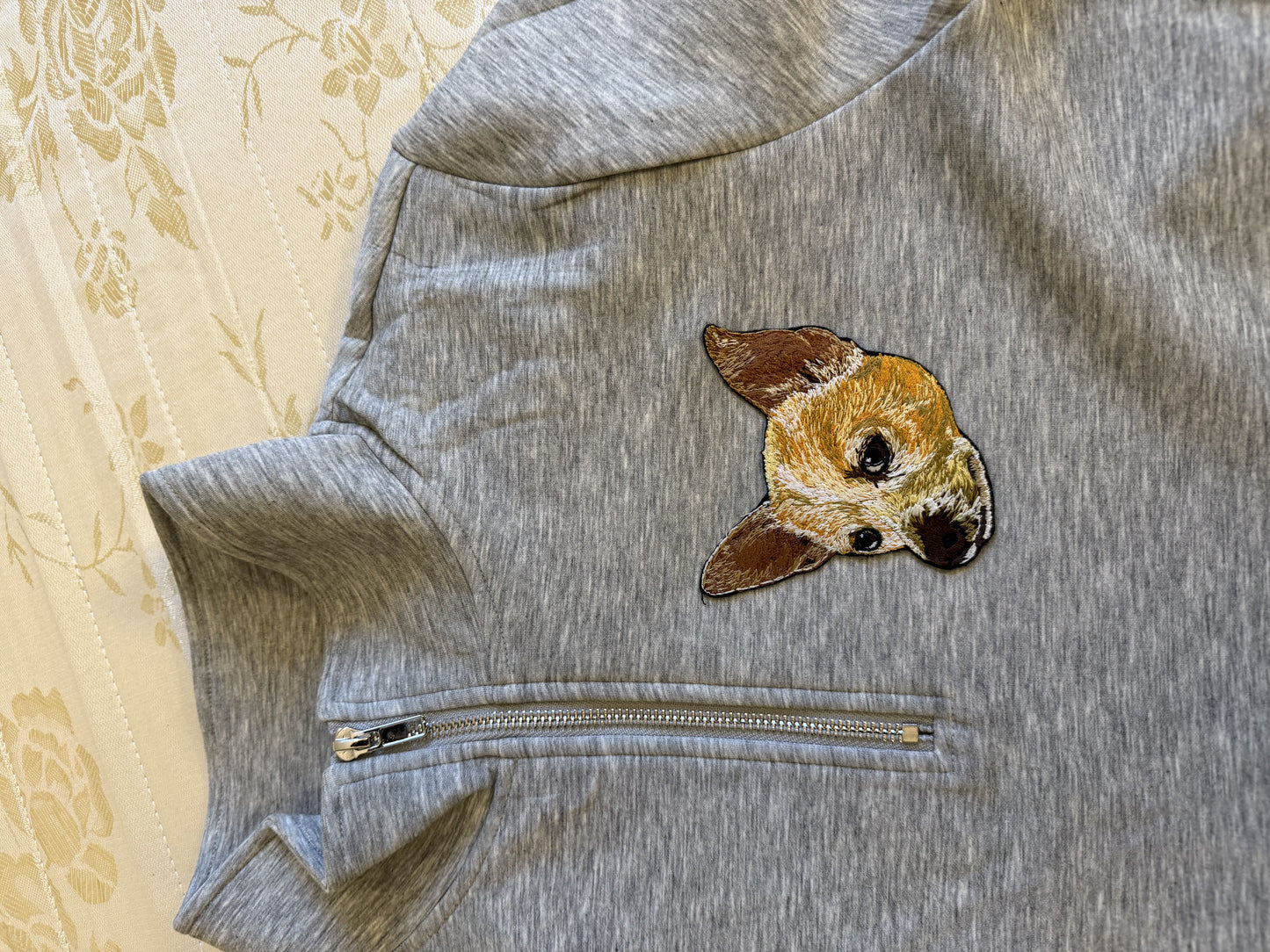 Custom Pet Embroidered Patch Quarter Zipper