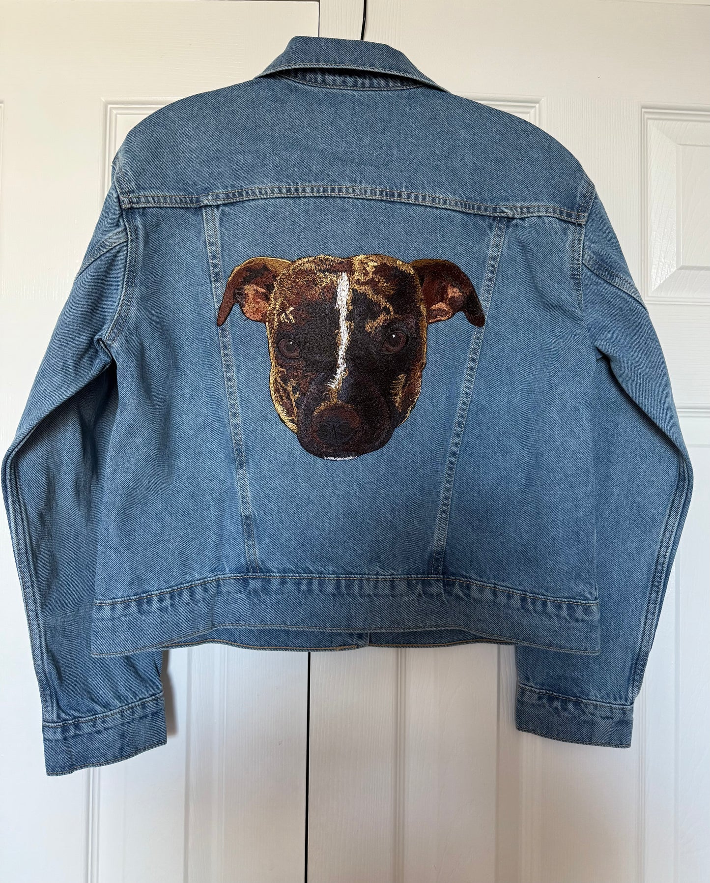 Custom Pet Embroidered Patch Denim Jacket