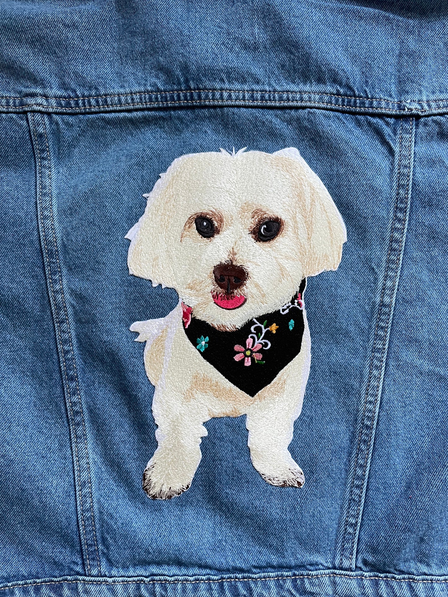 Custom Pet Embroidered Patch Denim Jacket